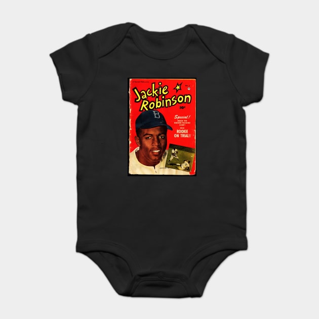 Front cover of Jackie Robinson comic book Baby Bodysuit by UrbanLifeApparel